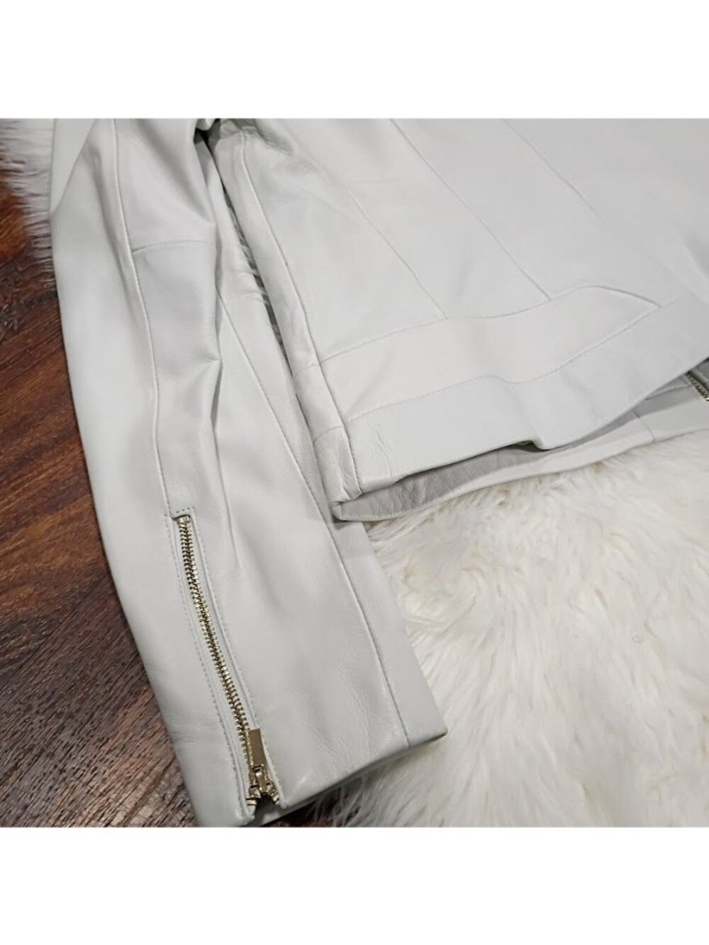 Wilsons Leather M Buttersoft Womens Slate White Clean Preppy Jacket Zip Pockets - Picture 13 of 16